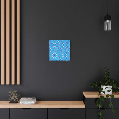 Blue Kaleidoscope Pattern Matte Canvas Wall Art - Stretched 1.25"