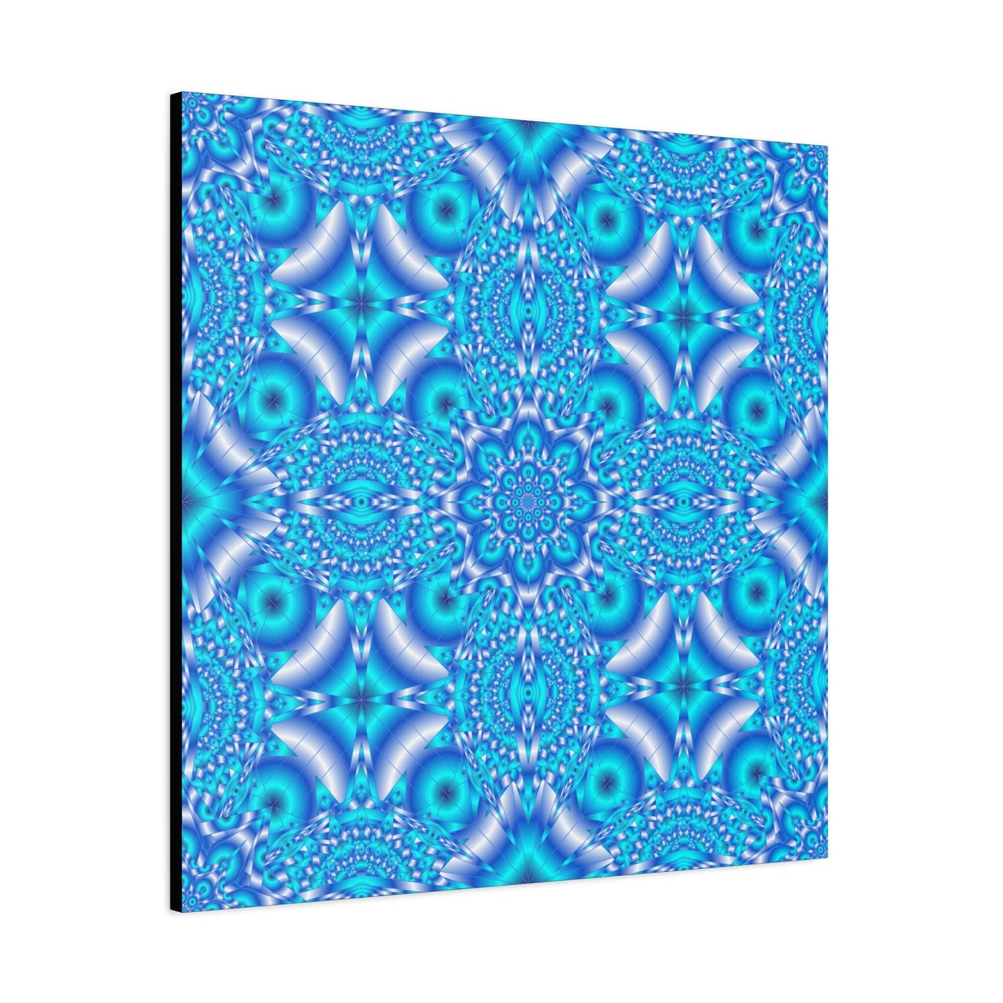 Blue Kaleidoscope Pattern Matte Canvas Wall Art - Stretched 1.25"