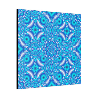 Blue Kaleidoscope Pattern Matte Canvas Wall Art - Stretched 1.25"