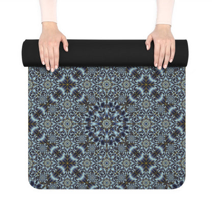 Blue Mosaic Mandala Rubber Yoga Mat — Non-Slip Eco Exercise Mat