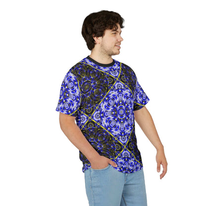 All-Over Blue Kaleidoscope Tee — Psychedelic Geometric Graphic Shirt