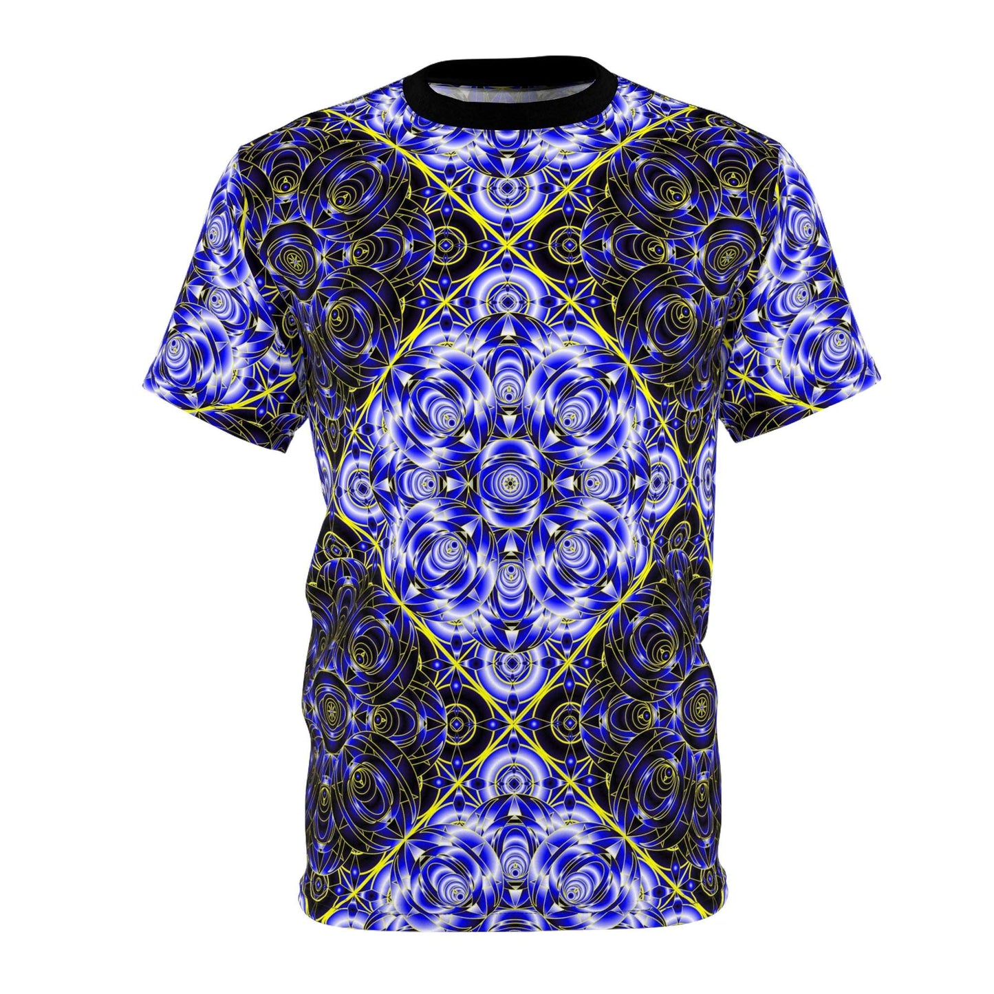 All-Over Blue Kaleidoscope Tee — Psychedelic Geometric Graphic Shirt