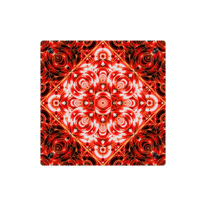Acrylic Wall Art Panel — Red Kaleidoscope Mandala Decorative Square