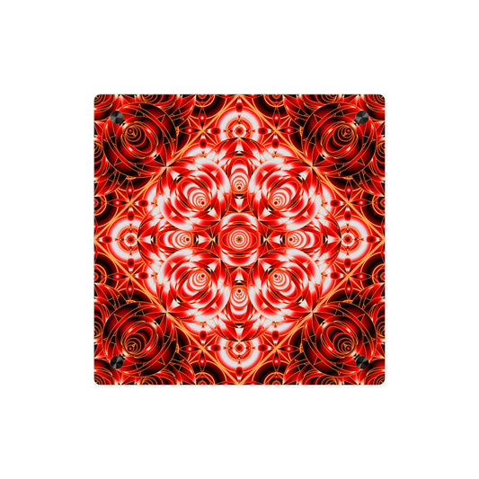 Acrylic Wall Art Panel — Red Kaleidoscope Mandala Decorative Square