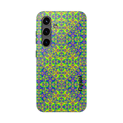 Vibrant Kaleidoscope Tough Phone Case — Neon Geometric Protective Cover