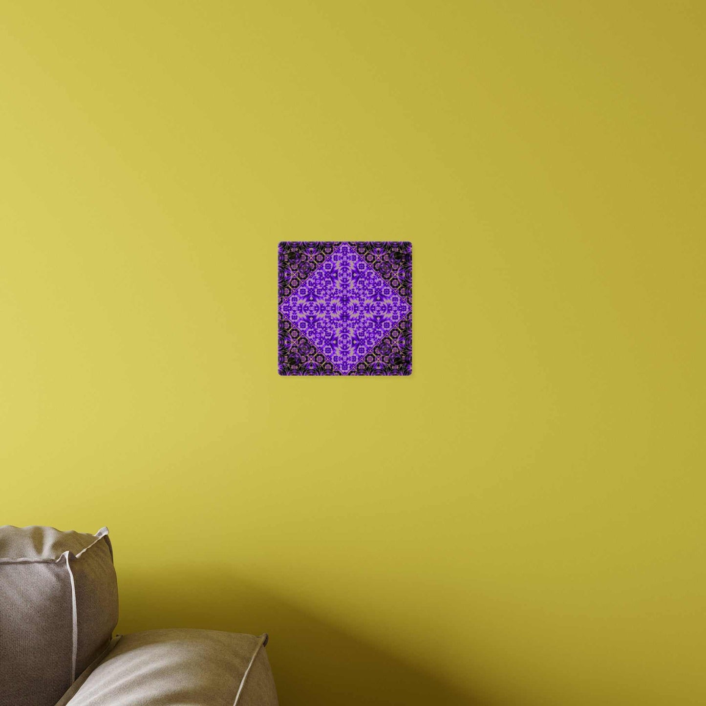Purple Kaleidoscope Acrylic Wall Art Panel — Geometric Mandala Decor