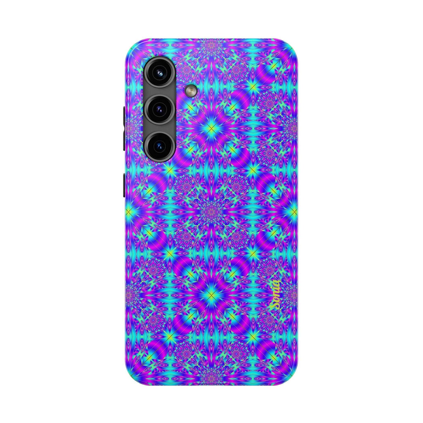 Psychedelic Kaleidoscope Tough Phone Case — Vibrant Purple & Teal Protective Cover