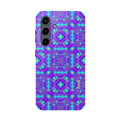 Psychedelic Kaleidoscope Tough Phone Case — Vibrant Purple & Teal Protective Cover