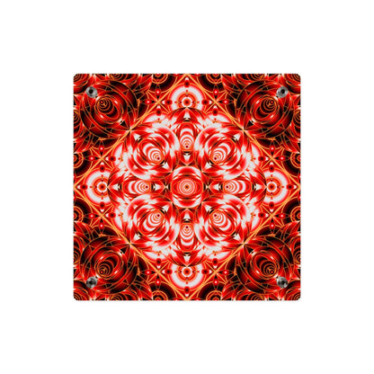 Acrylic Wall Art Panel — Red Kaleidoscope Mandala Decorative Square