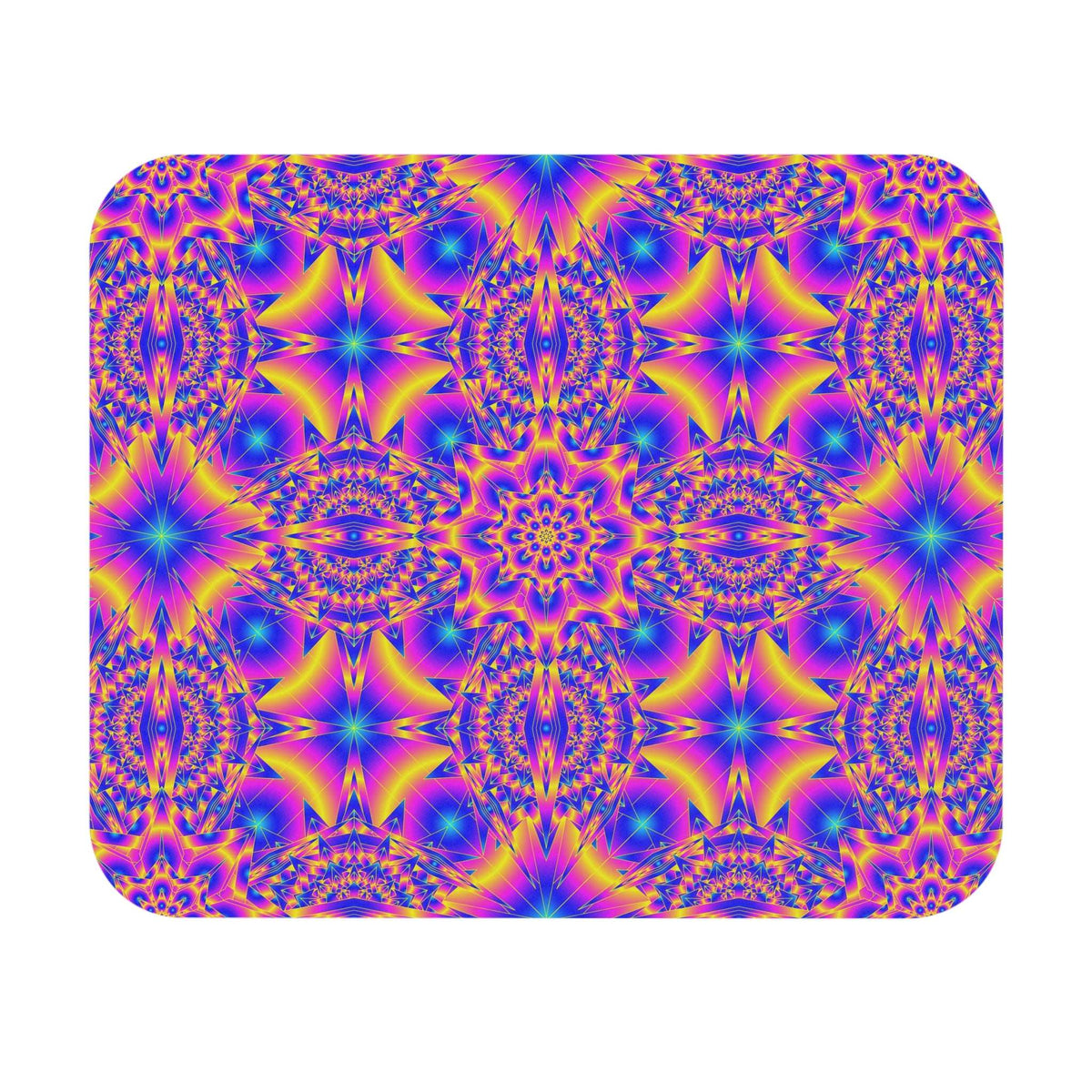 Psychedelic Kaleidoscope Mouse Pad — Vibrant Neon Mandala Desk Accessory