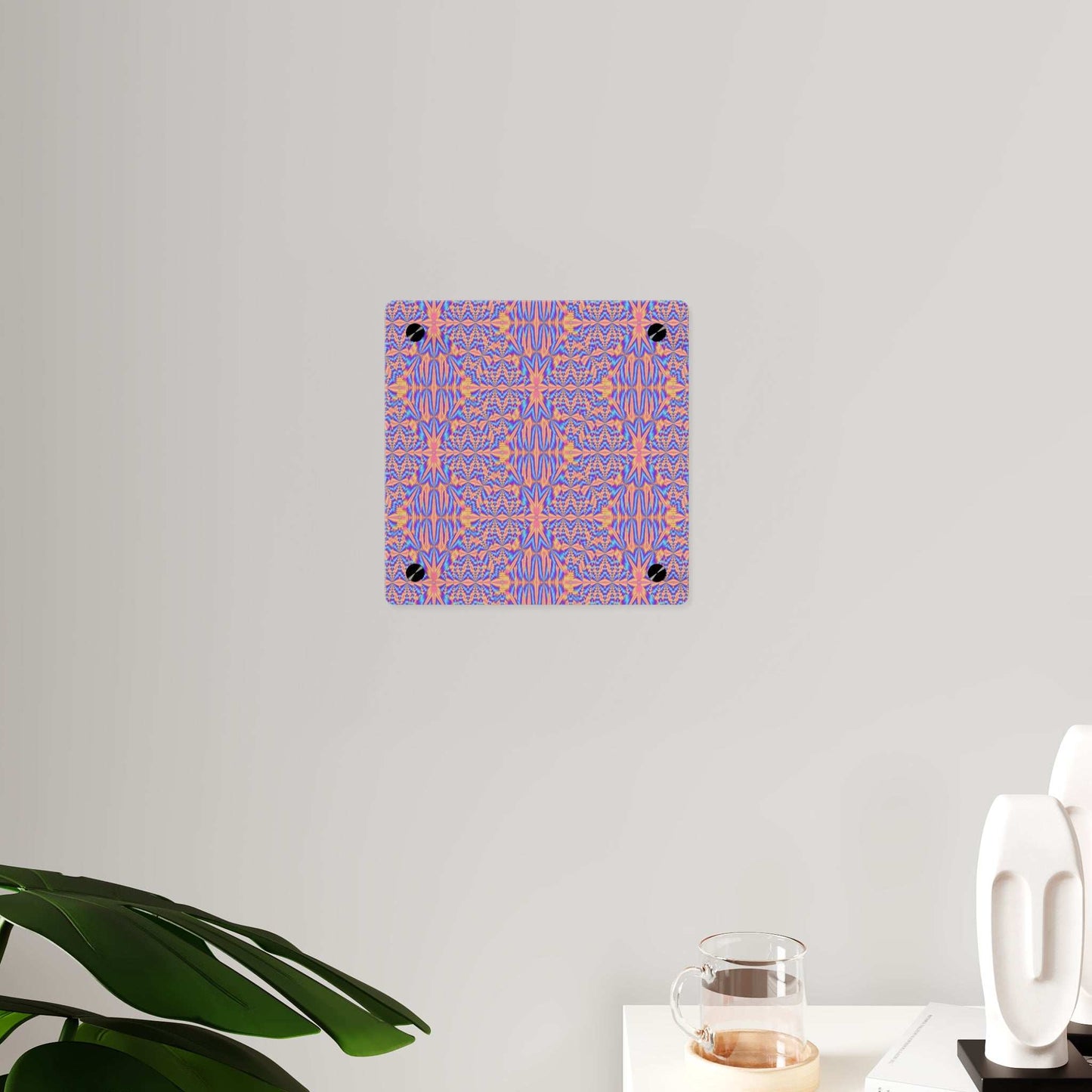 Acrylic Wall Art Panel — Pink & Blue Geometric Kaleidoscope