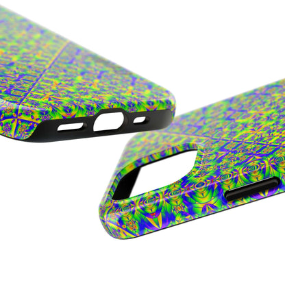 Vibrant Kaleidoscope Tough Phone Case — Neon Geometric Protective Cover