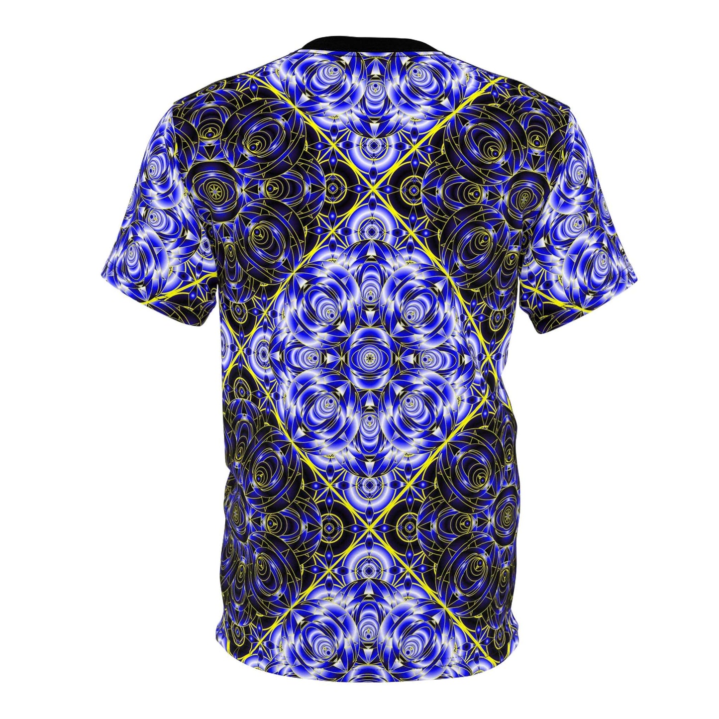 All-Over Blue Kaleidoscope Tee — Psychedelic Geometric Graphic Shirt