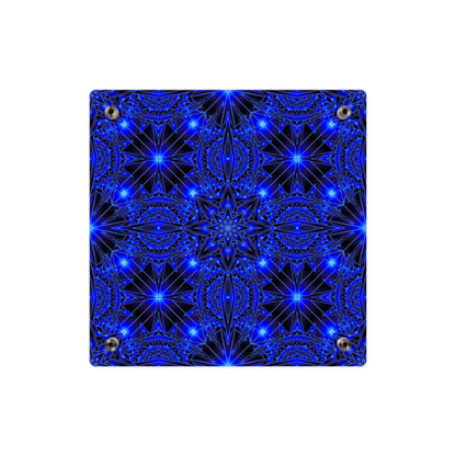 Blue Kaleidoscope Acrylic Wall Art Panel — Geometric Starburst Decor