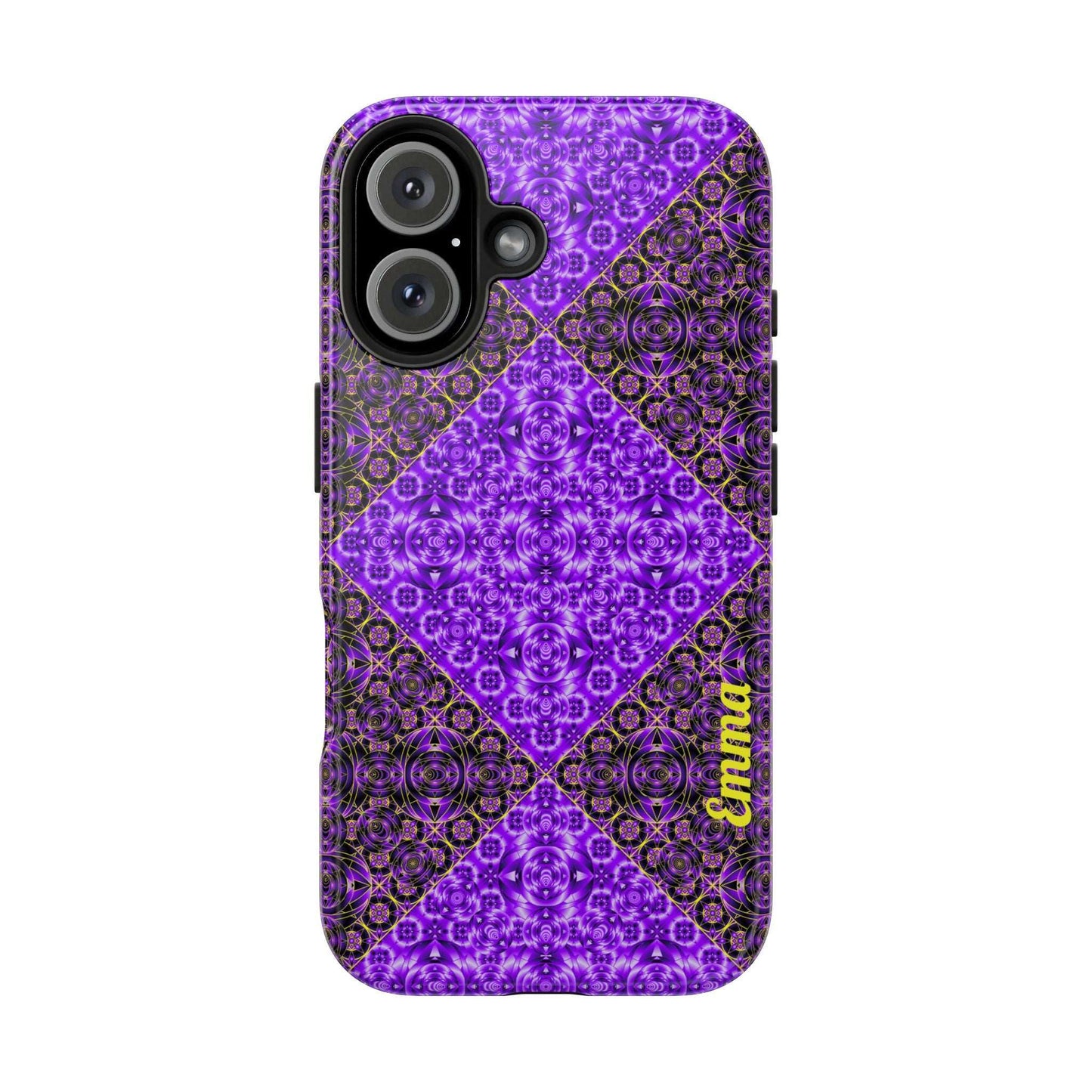 Personalized Purple Mosaic Tough Phone Case — Custom Name Phone Cover