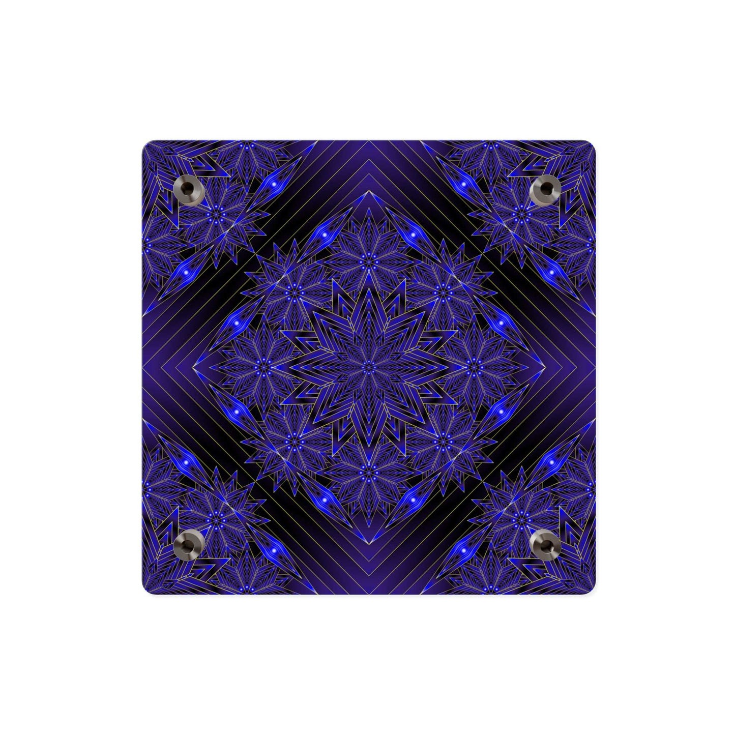 Acrylic Wall Art Panel — Deep Indigo Geometric Mandala