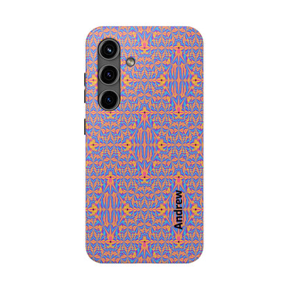 Psychedelic Geometric Tough Phone Case — Vibrant Orange & Purple Protective Cover