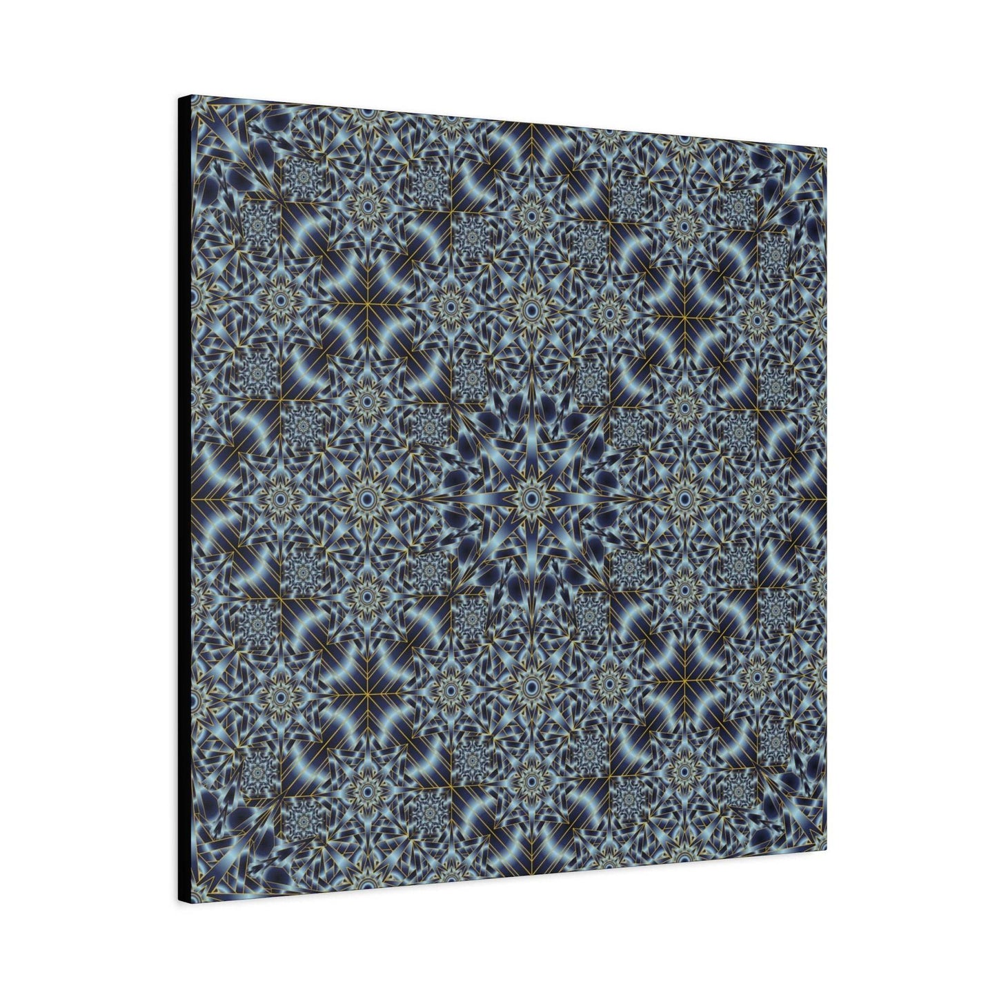 Kaleidoscope Pattern Matte Canvas Wall Art — Blue Geometric Stretched Canvas (1.25″)