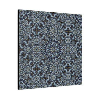 Kaleidoscope Pattern Matte Canvas Wall Art — Blue Geometric Stretched Canvas (1.25″)