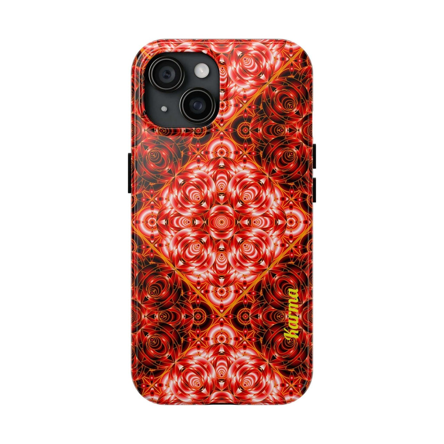 Red Floral Kaleidoscope Tough Phone Case — Personalized Name Option