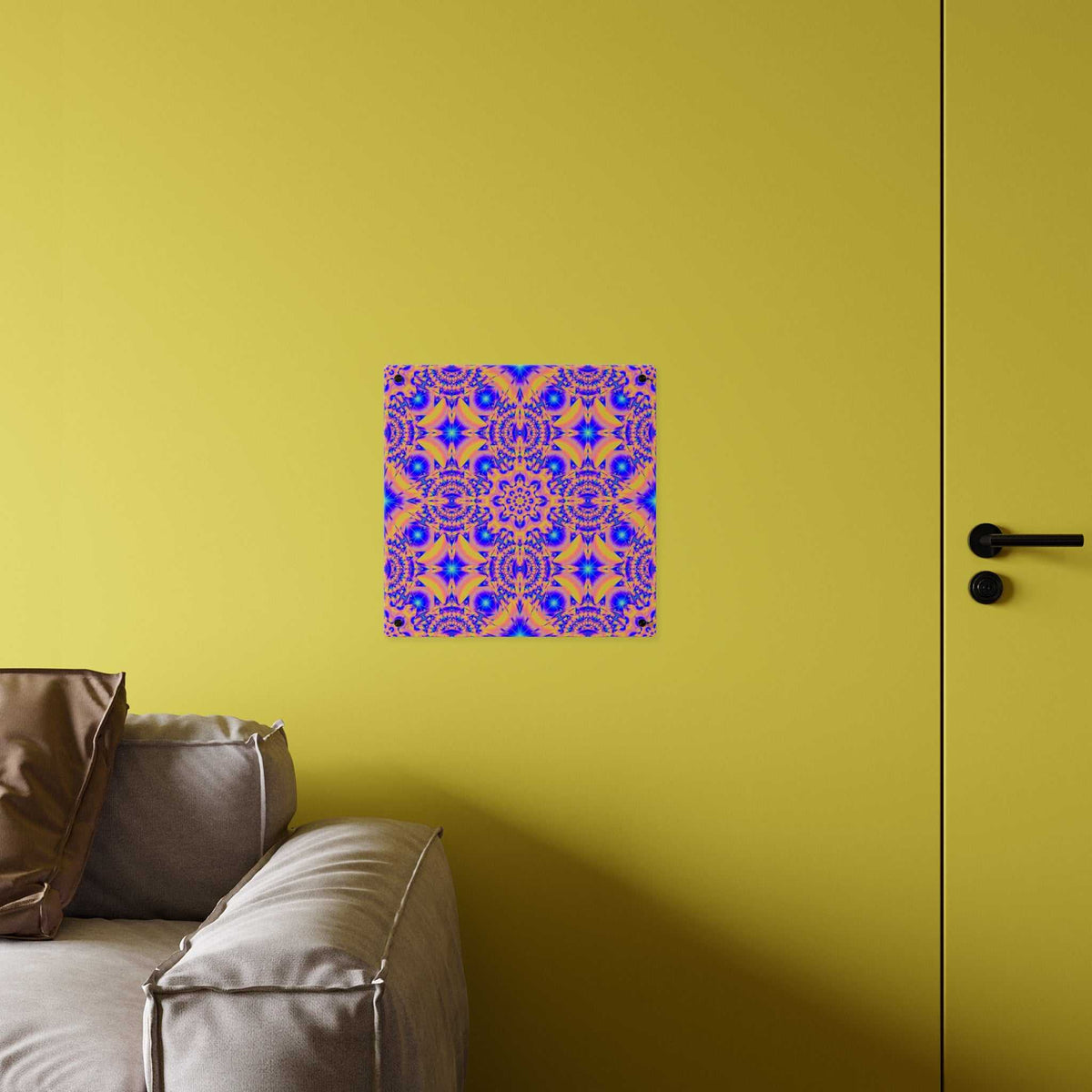 Acrylic Wall Art Panel — Vibrant Psychedelic Kaleidoscope Decor