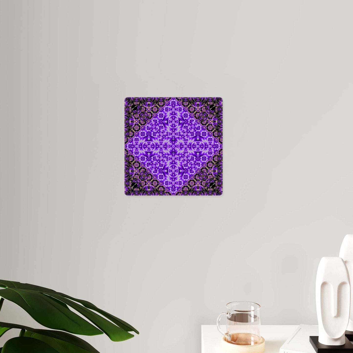 Purple Kaleidoscope Acrylic Wall Art Panel — Geometric Mandala Decor