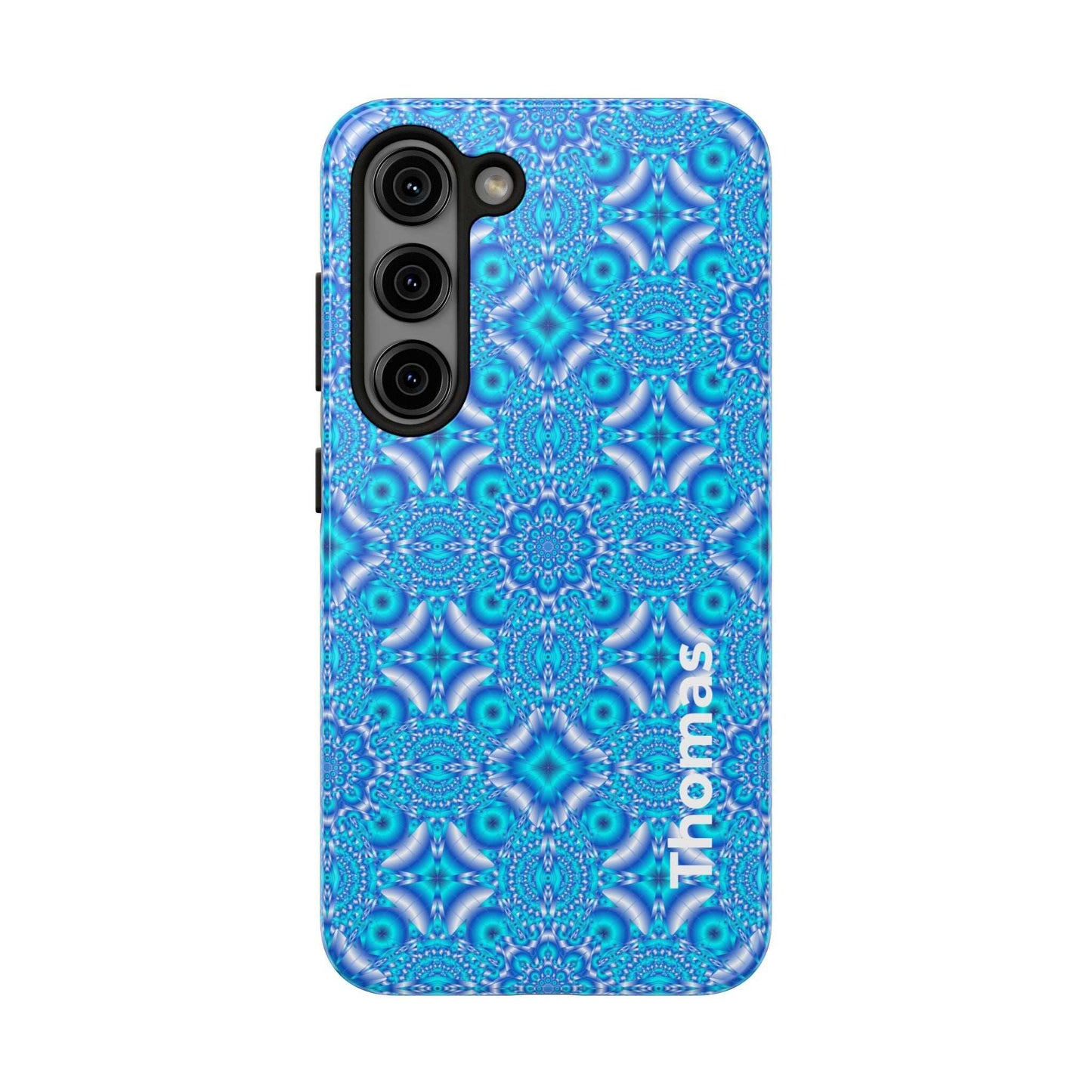 Personalized Blue Kaleidoscope Tough Phone Case — Custom Name Option