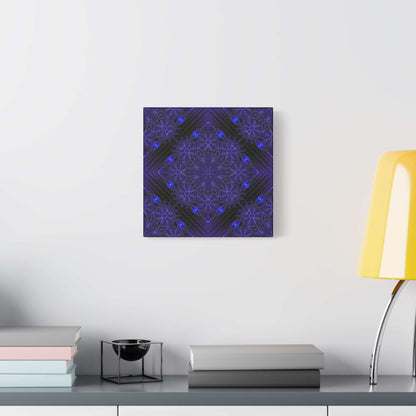 Galactic Mandala Matte Canvas Wall Art — Deep Purple Geometric Stretched Canvas