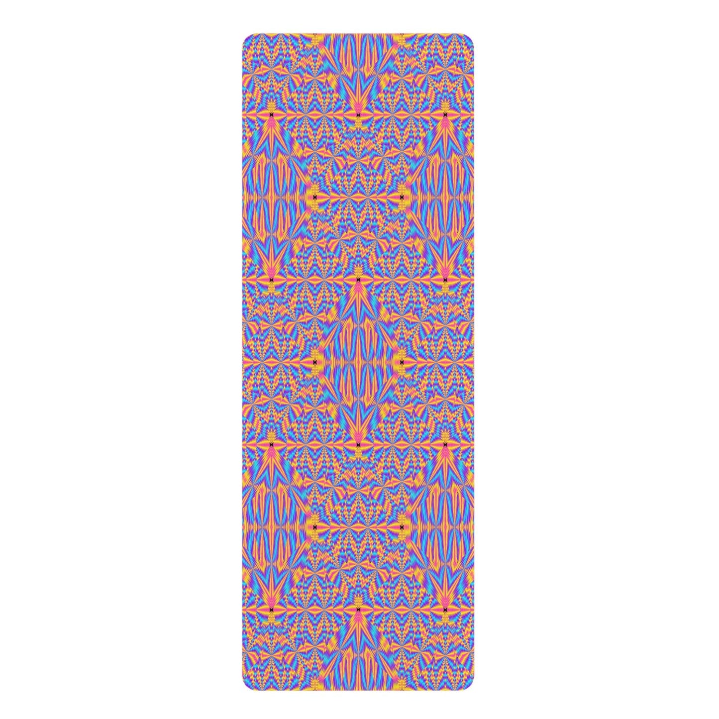 Vibrant Kaleidoscope Rubber Yoga Mat — Non-Slip Exercise & Pilates Mat