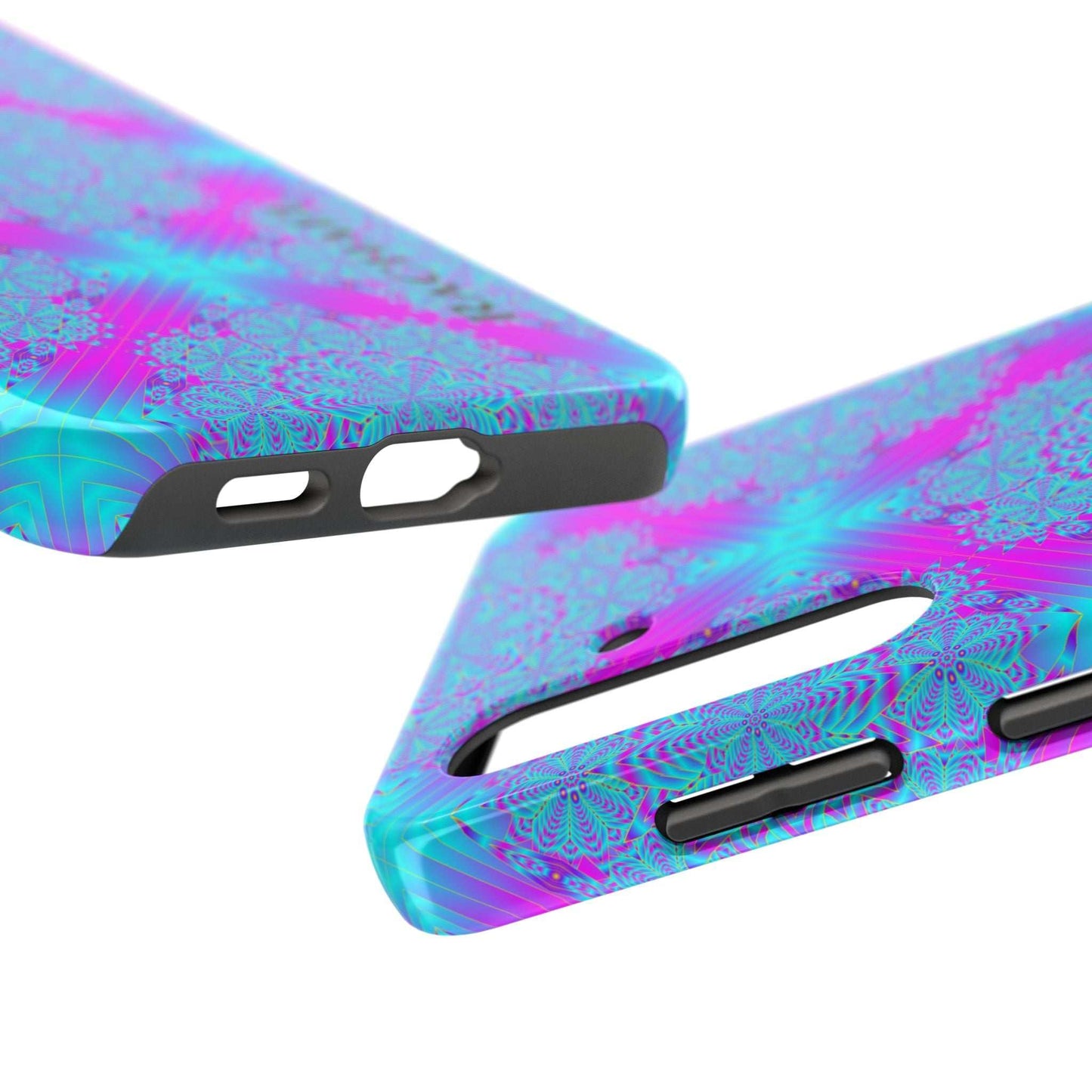 Personalized Tough Phone Case — Blue & Purple Mandala Design (Custom Name)