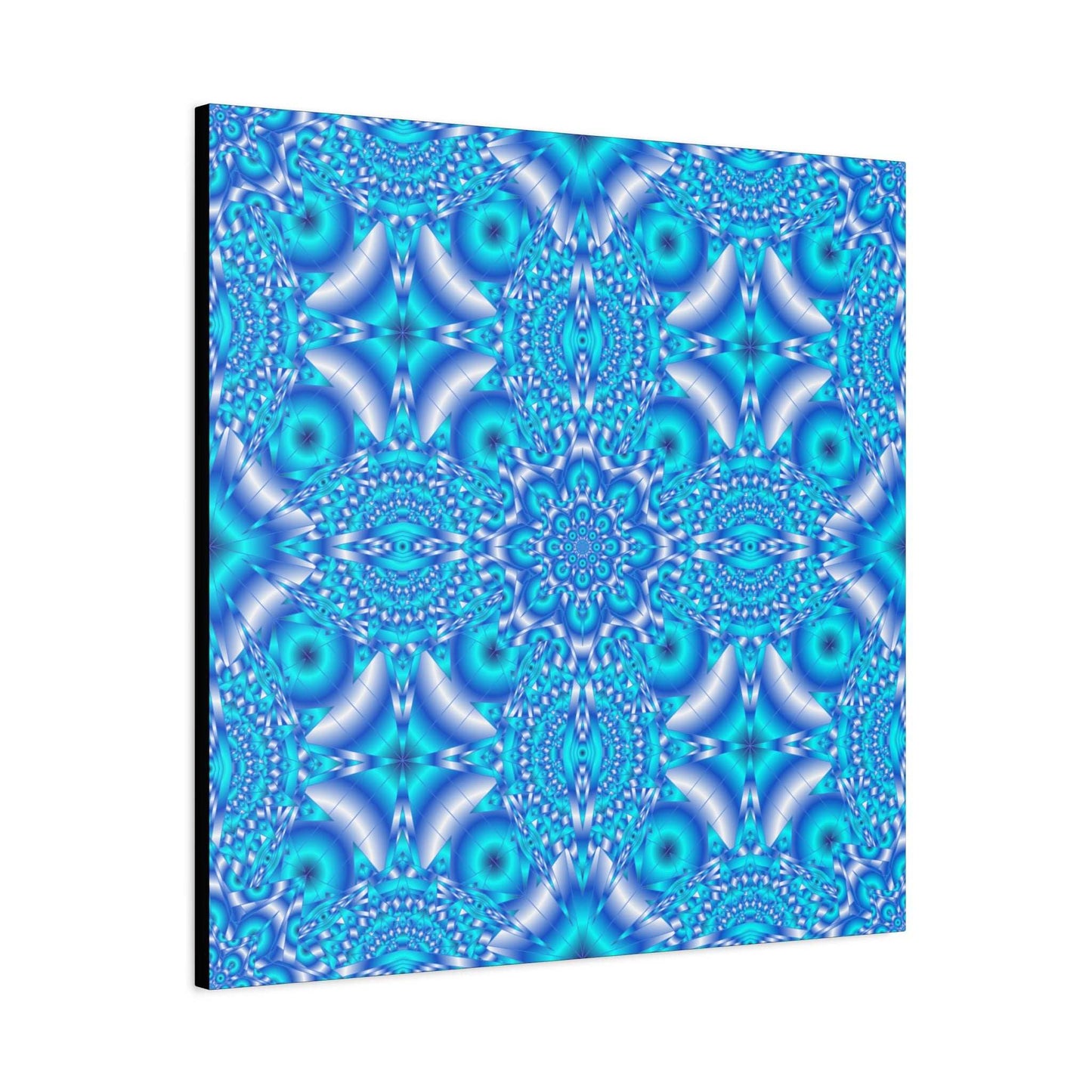 Blue Kaleidoscope Pattern Matte Canvas Wall Art - Stretched 1.25"