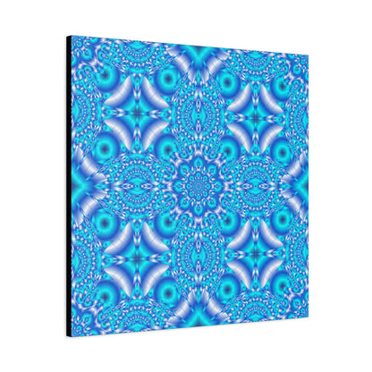 Blue Kaleidoscope Pattern Matte Canvas Wall Art - Stretched 1.25"