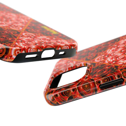 Red Floral Kaleidoscope Tough Phone Case — Personalized Name Option