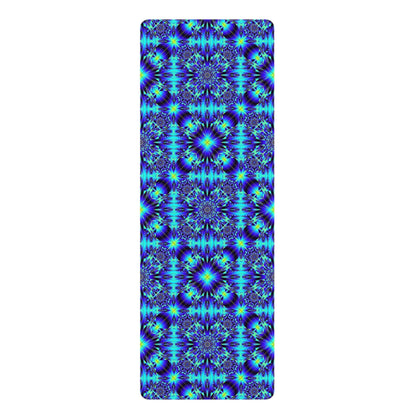Blue Kaleidoscope Rubber Yoga Mat — Non-Slip Mandala Fitness Mat