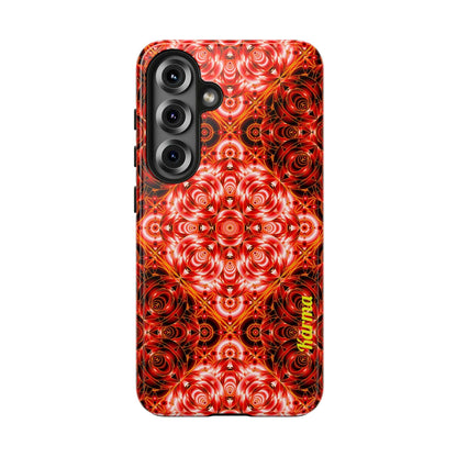 Red Floral Kaleidoscope Tough Phone Case — Personalized Name Option