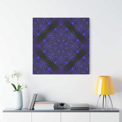 Galactic Mandala Matte Canvas Wall Art — Deep Purple Geometric Stretched Canvas