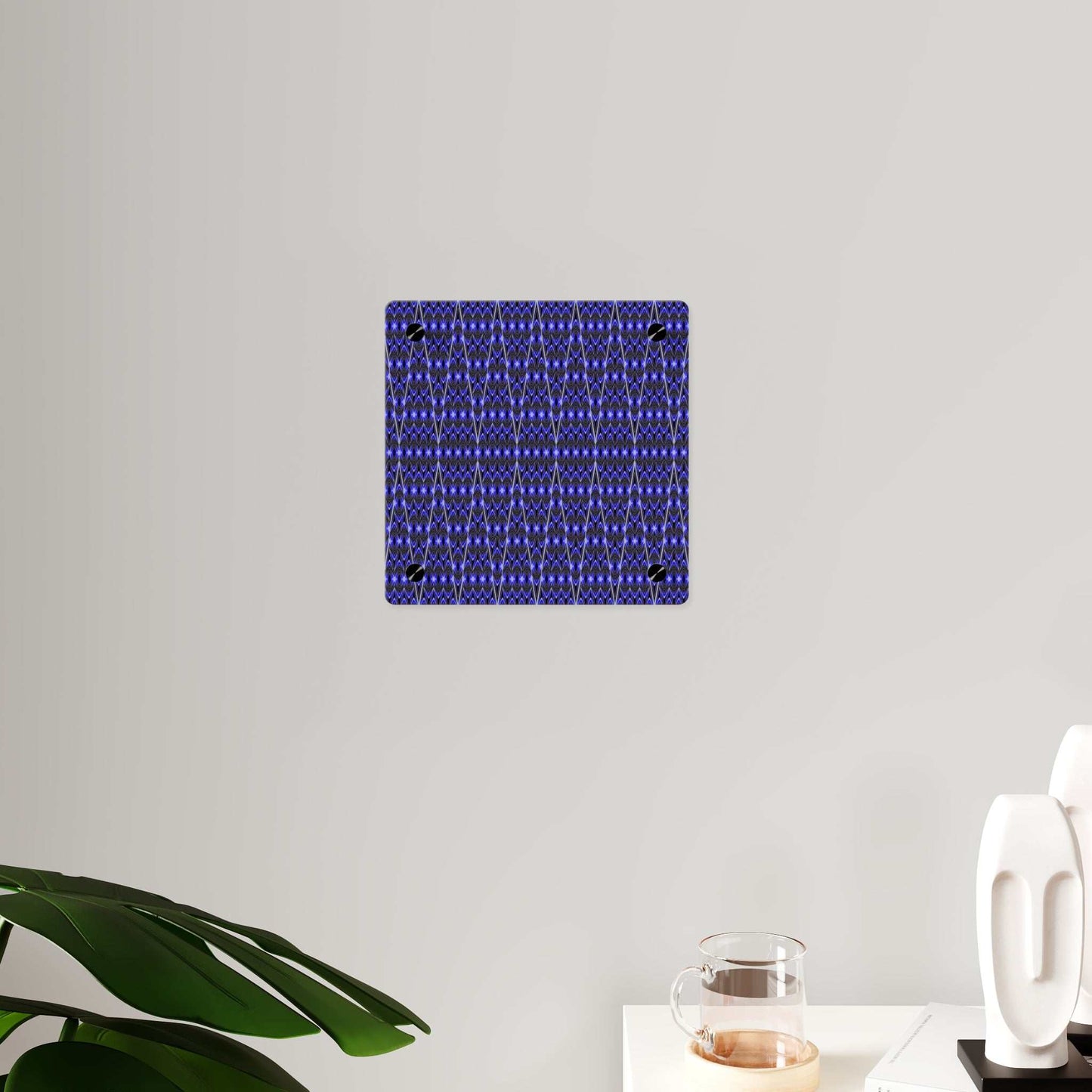 Blue Geometric Acrylic Wall Art Panel — Modern Abstract Pattern