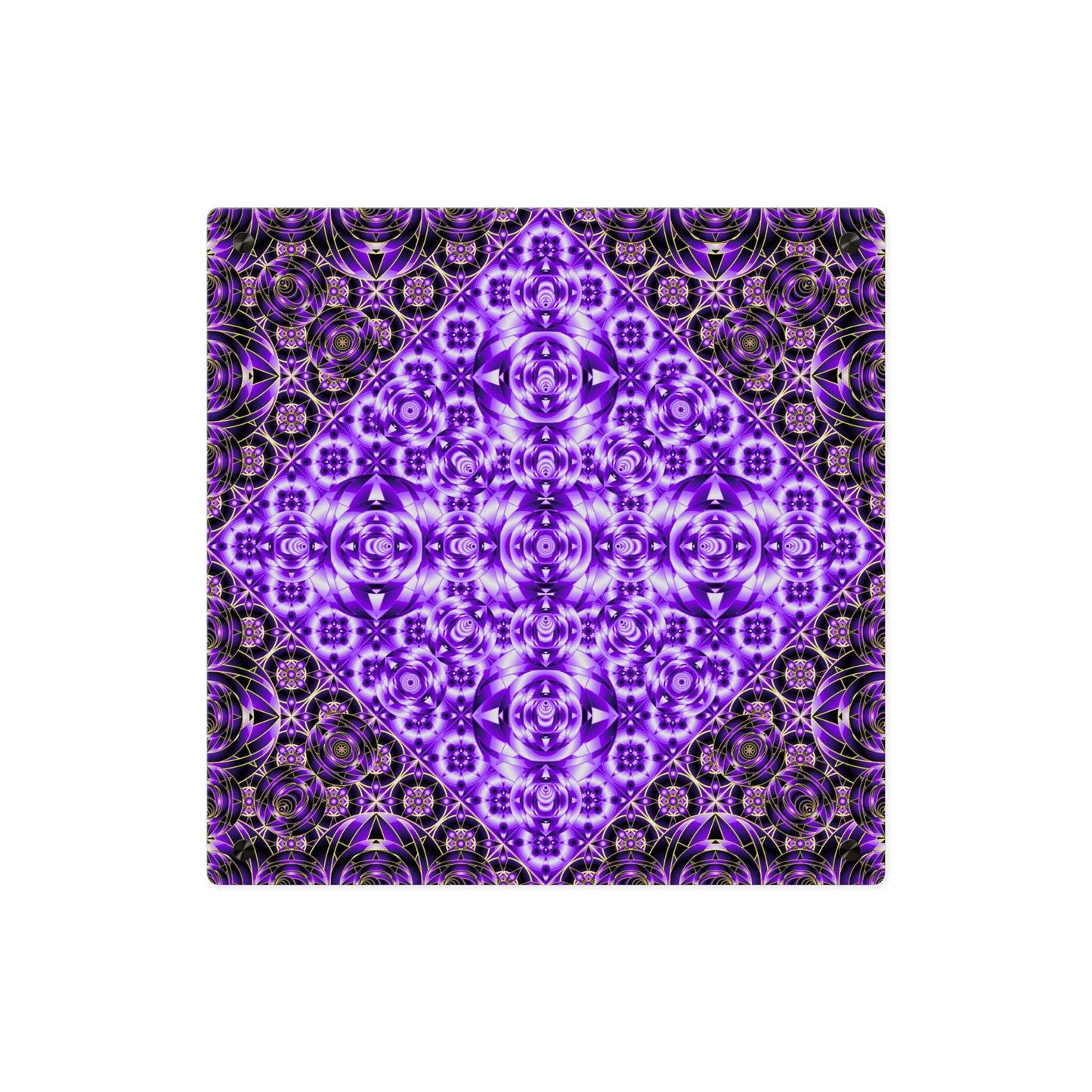 Purple Kaleidoscope Acrylic Wall Art Panel — Geometric Mandala Decor