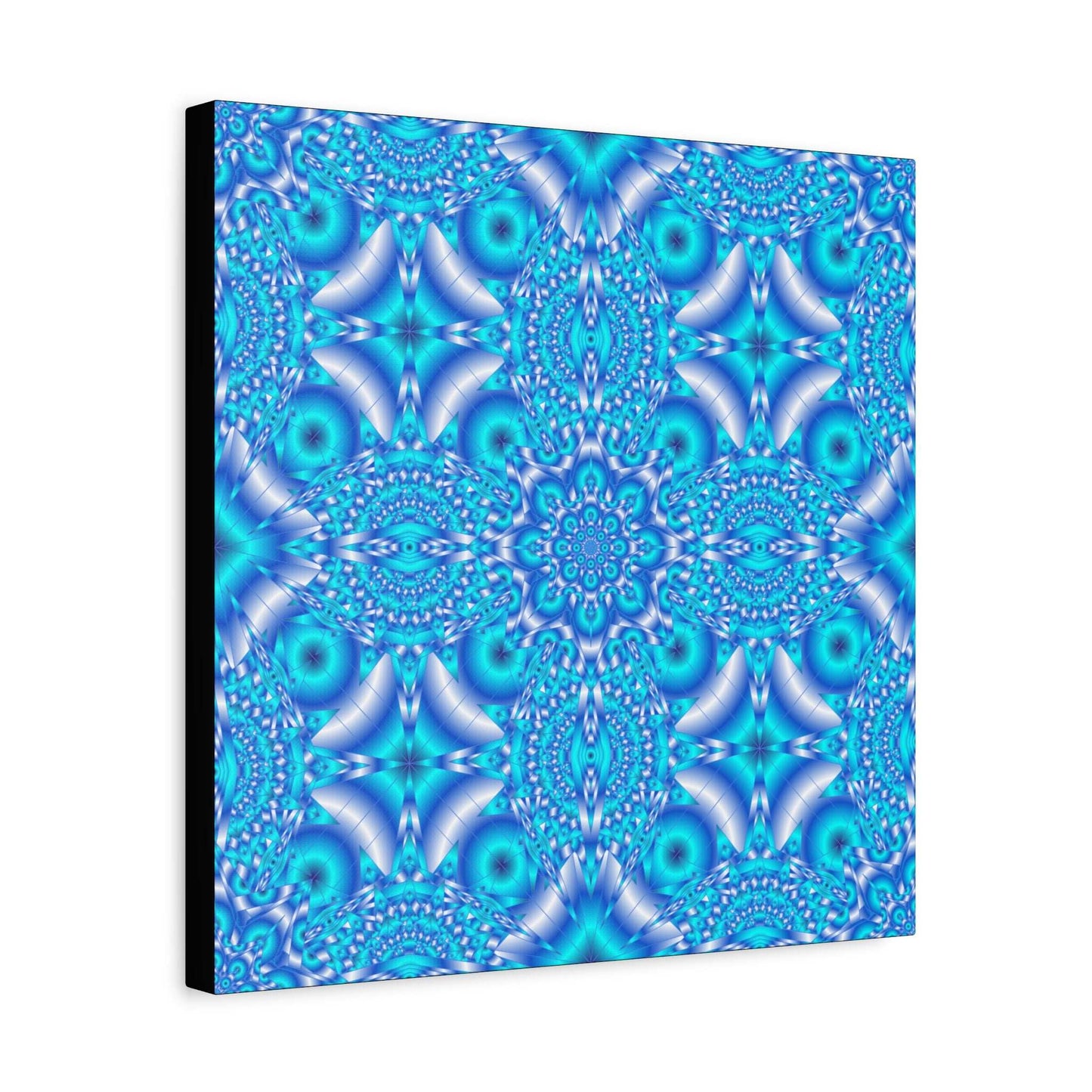 Blue Kaleidoscope Pattern Matte Canvas Wall Art - Stretched 1.25"