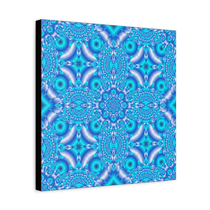 Blue Kaleidoscope Pattern Matte Canvas Wall Art - Stretched 1.25"