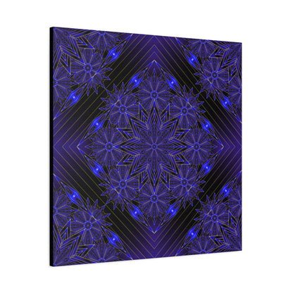 Galactic Mandala Matte Canvas Wall Art — Deep Purple Geometric Stretched Canvas