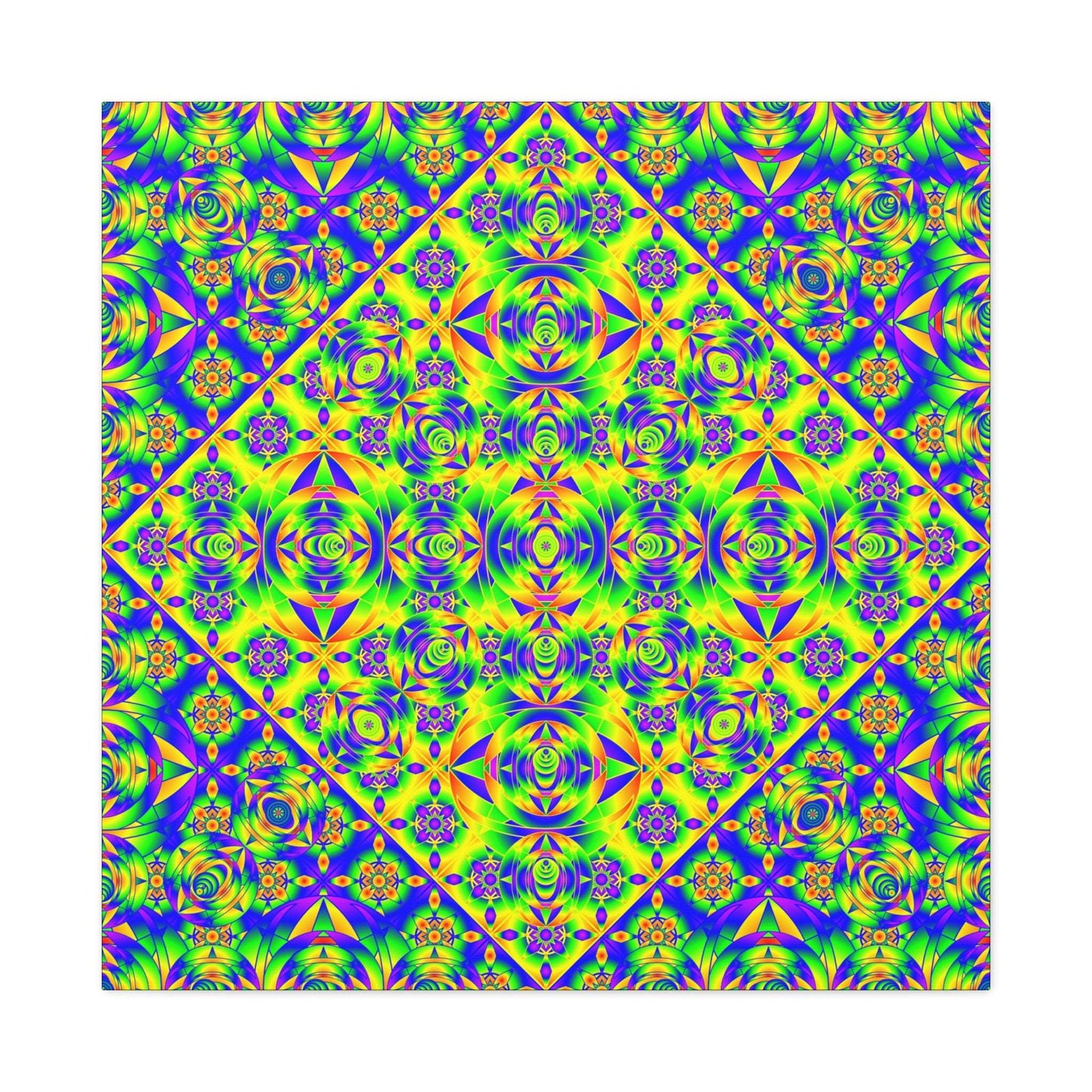 Psychedelic Kaleidoscope Matte Canvas Art — Vibrant Geometric Wall Decor