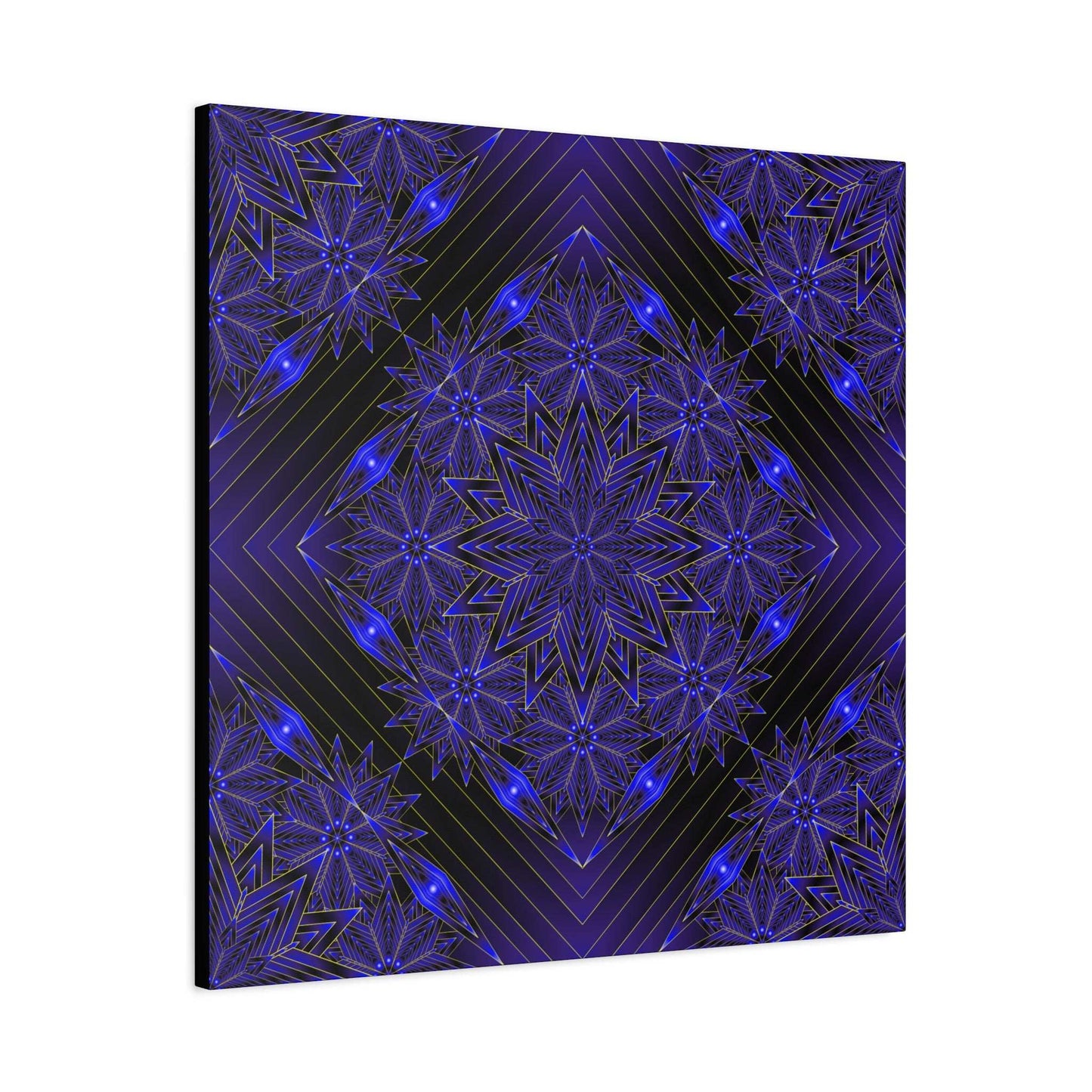 Galactic Mandala Matte Canvas Wall Art — Deep Purple Geometric Stretched Canvas
