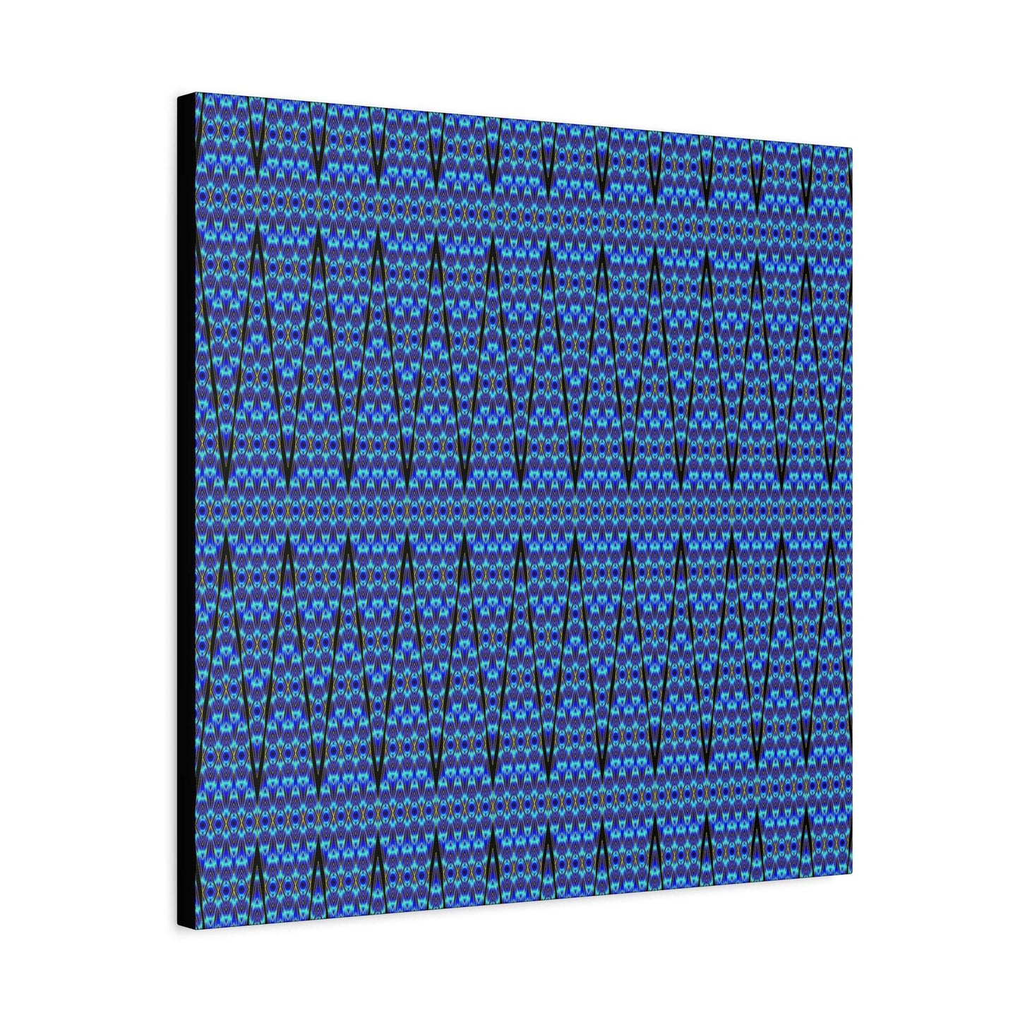 Blue Geometric Pattern Matte Canvas Wall Art - Stretched 1.25"
