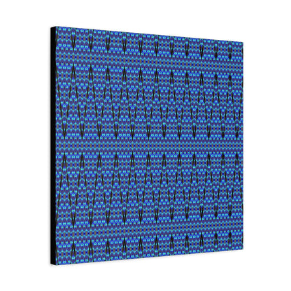 Blue Geometric Pattern Matte Canvas Wall Art - Stretched 1.25"