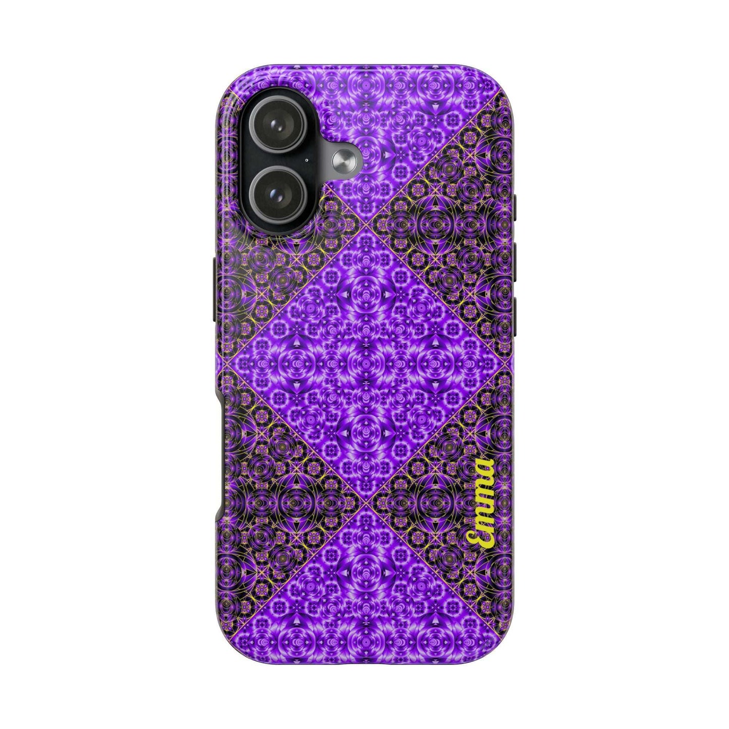 Personalized Purple Mosaic Tough Phone Case — Custom Name Phone Cover