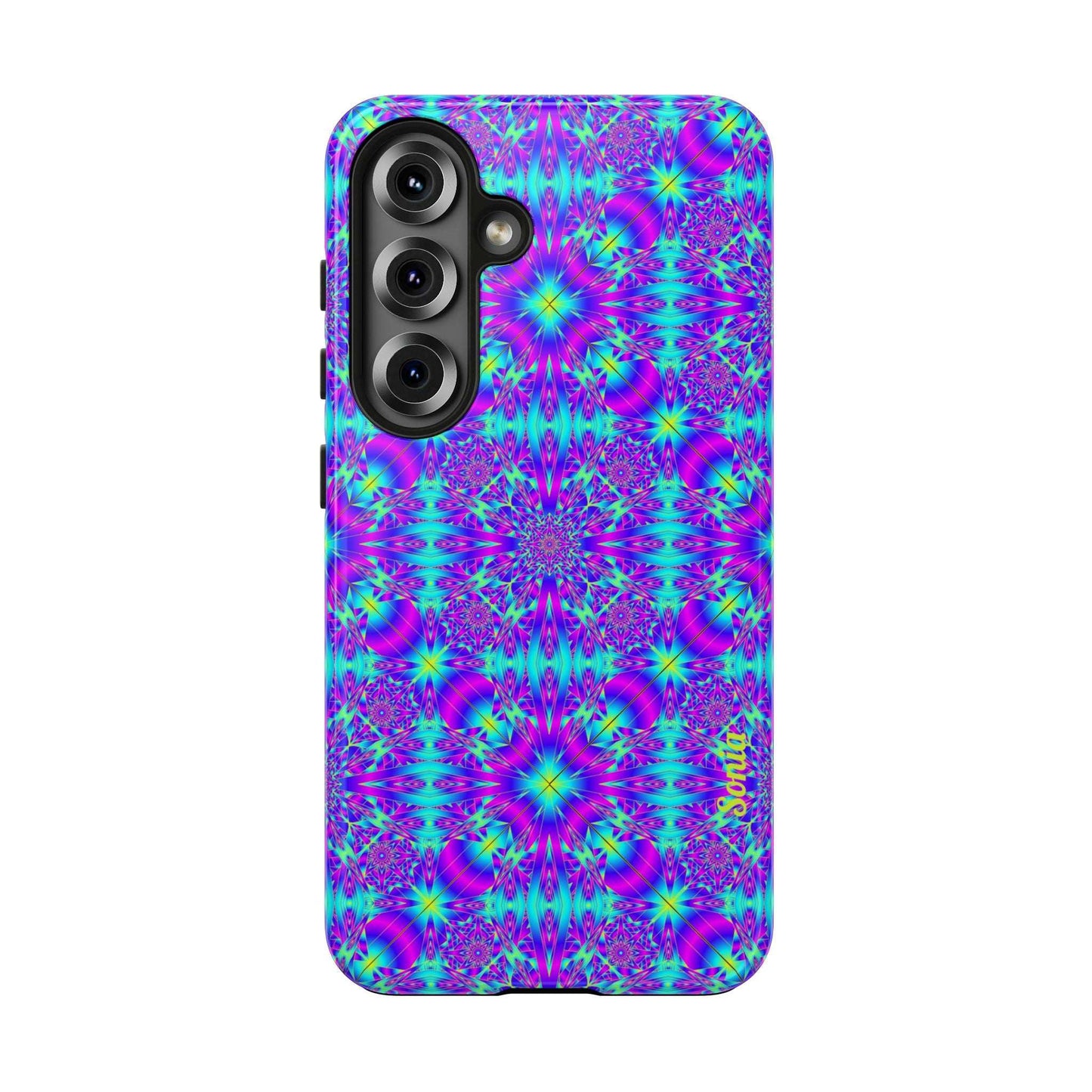 Psychedelic Kaleidoscope Tough Phone Case — Vibrant Purple & Teal Protective Cover