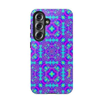 Psychedelic Kaleidoscope Tough Phone Case — Vibrant Purple & Teal Protective Cover