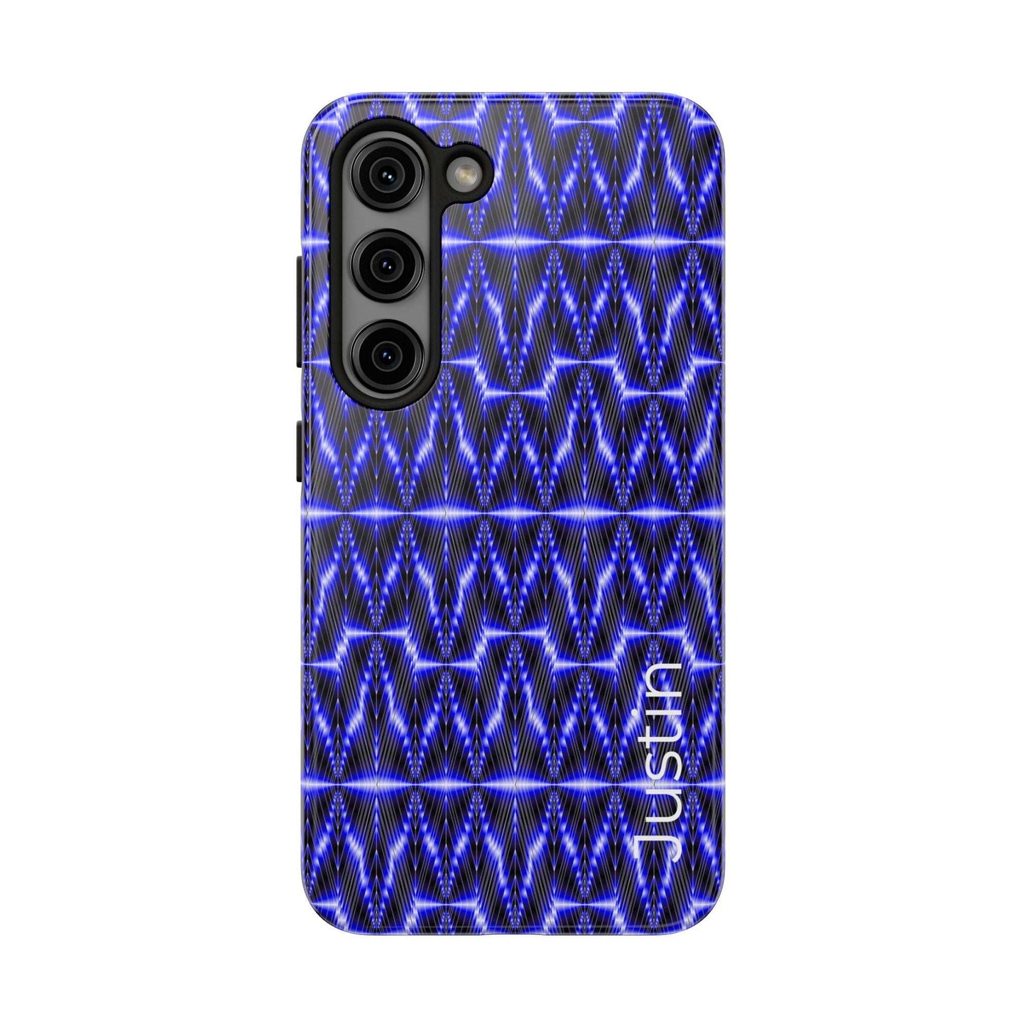 Tough Phone Case — Electric Blue Geometric Pattern (Your name)