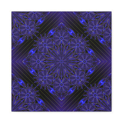 Galactic Mandala Matte Canvas Wall Art — Deep Purple Geometric Stretched Canvas